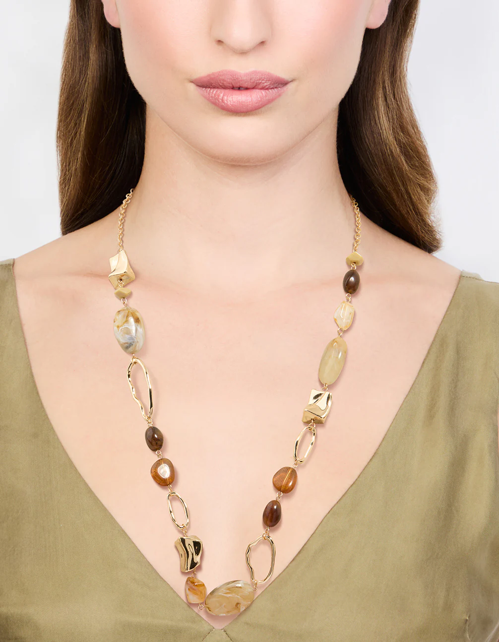 Gold Stone Long Necklace - Image 2