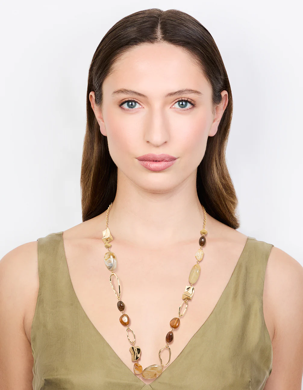Gold Stone Long Necklace - Image 3