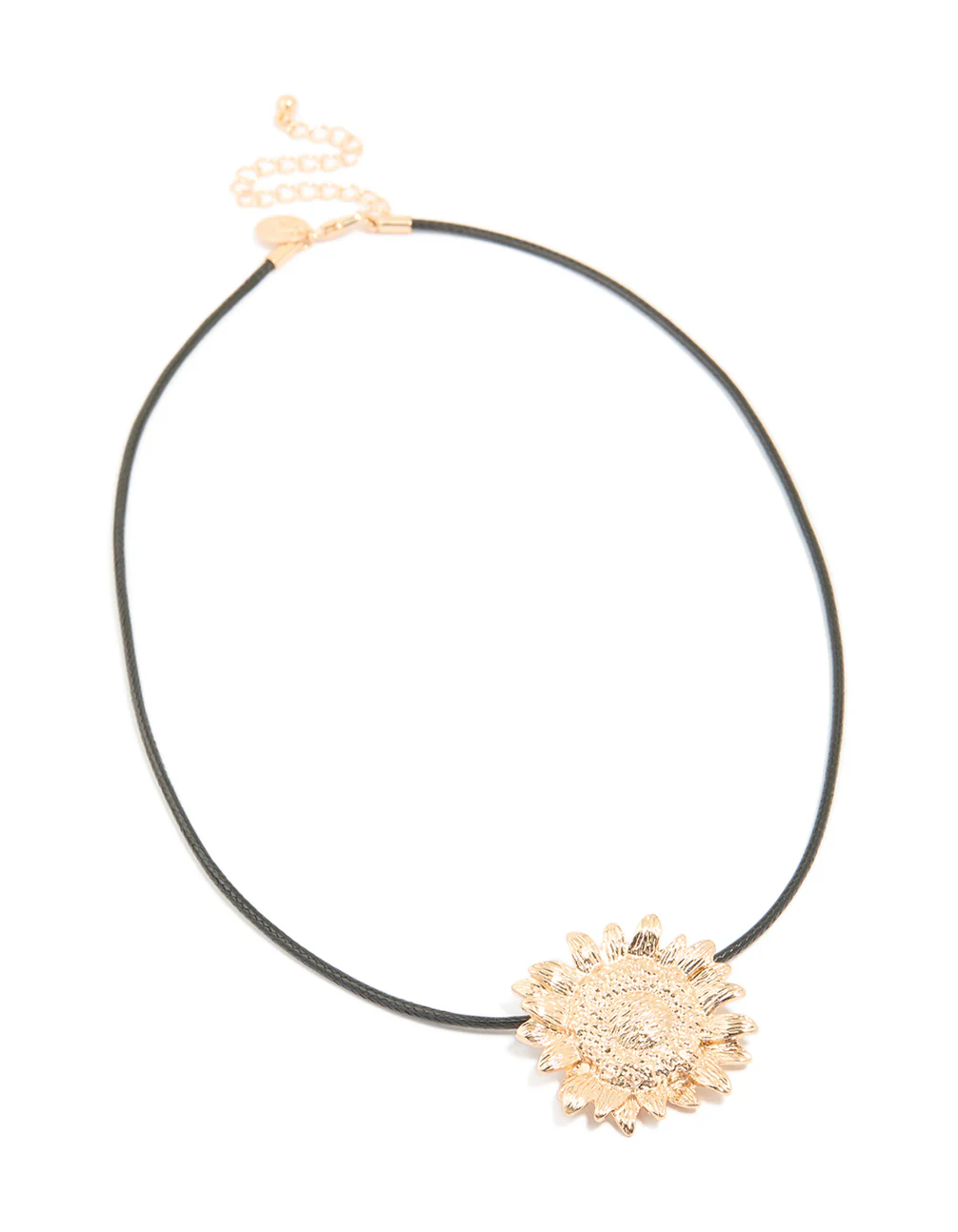 Gold Sunflower Pendant Cord Necklace - Image 4