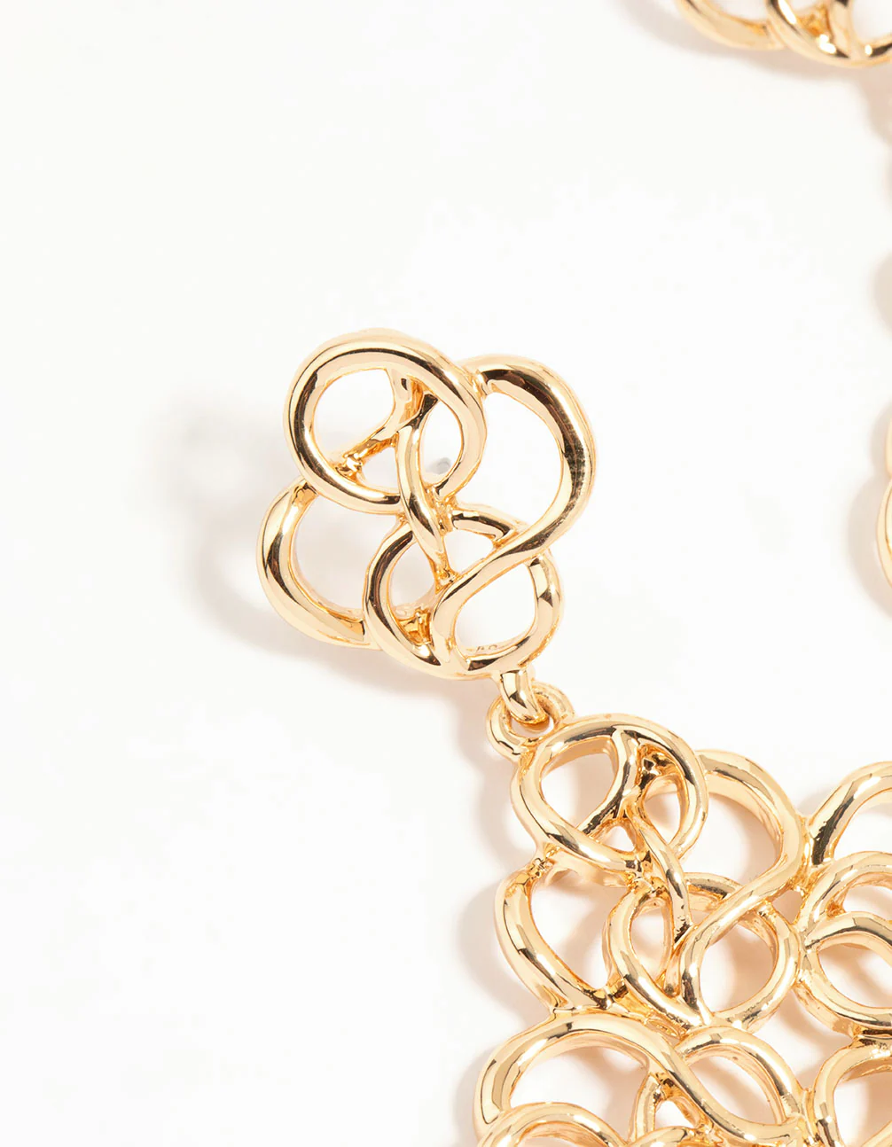 Gold Swirl Diamond Shaped Drop Earrings - Image 4