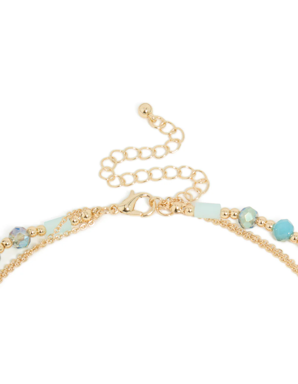 Gold Tassel & Blue Beaded Layered Necklace - Image 3