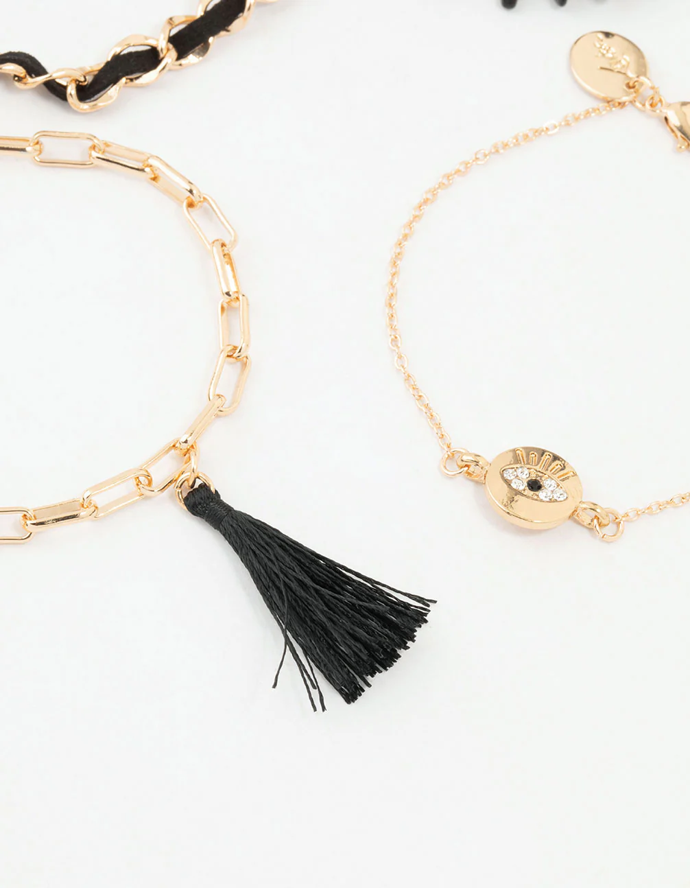 Gold Tassel Evil Eye Bracelets 4-Pack - Image 2