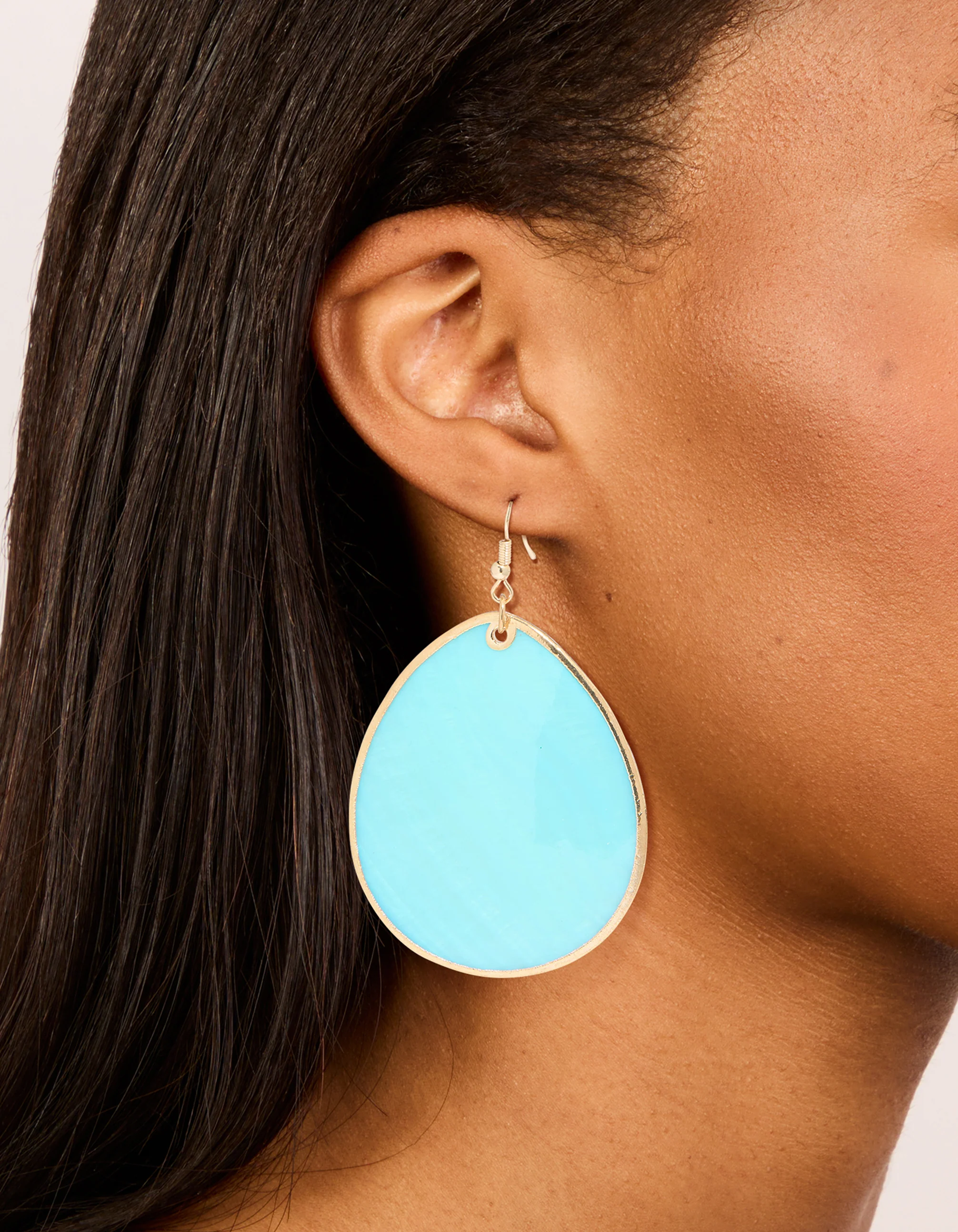Gold Teardrop Shell Hook Earrings - Image 2