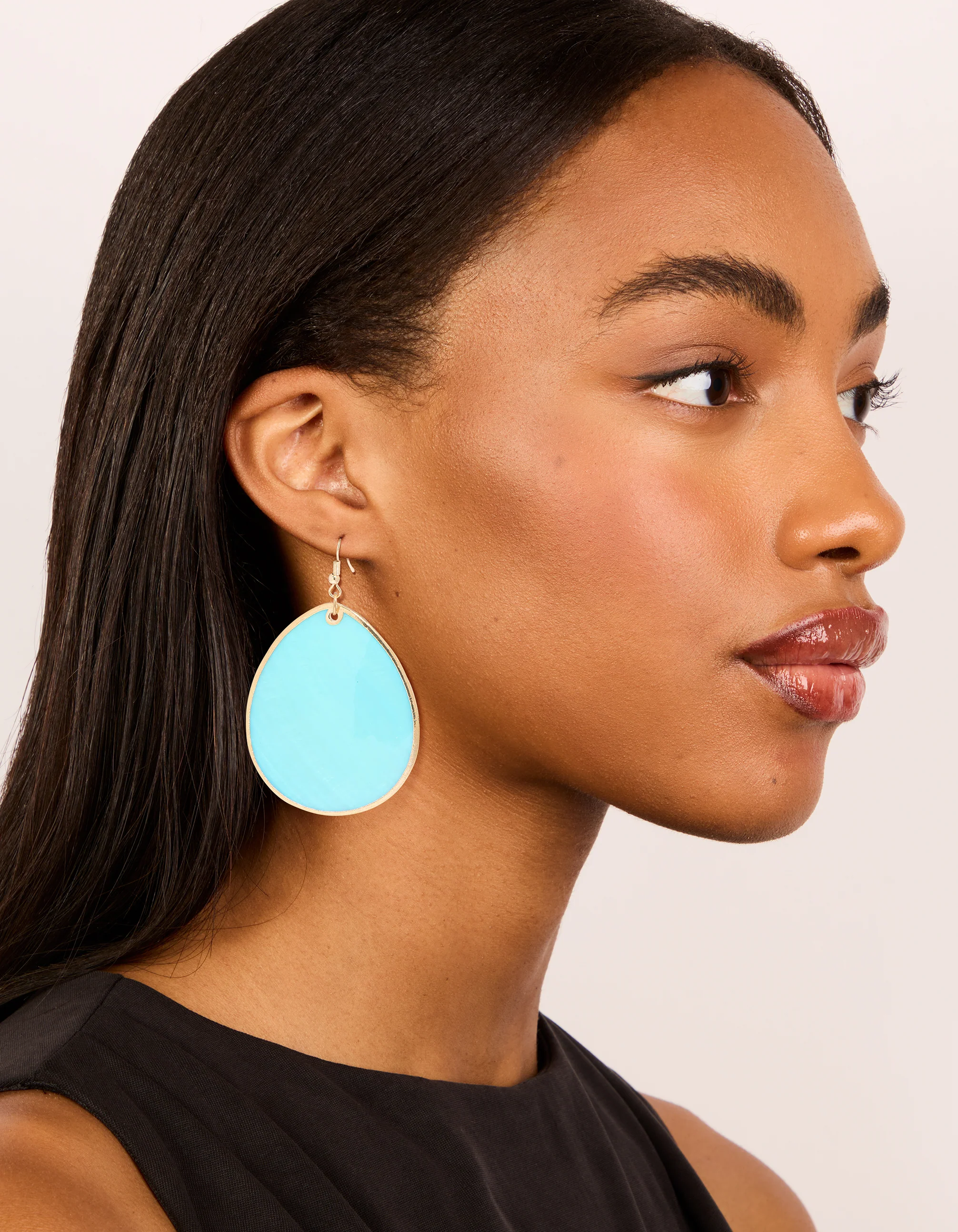 Gold Teardrop Shell Hook Earrings - Image 3