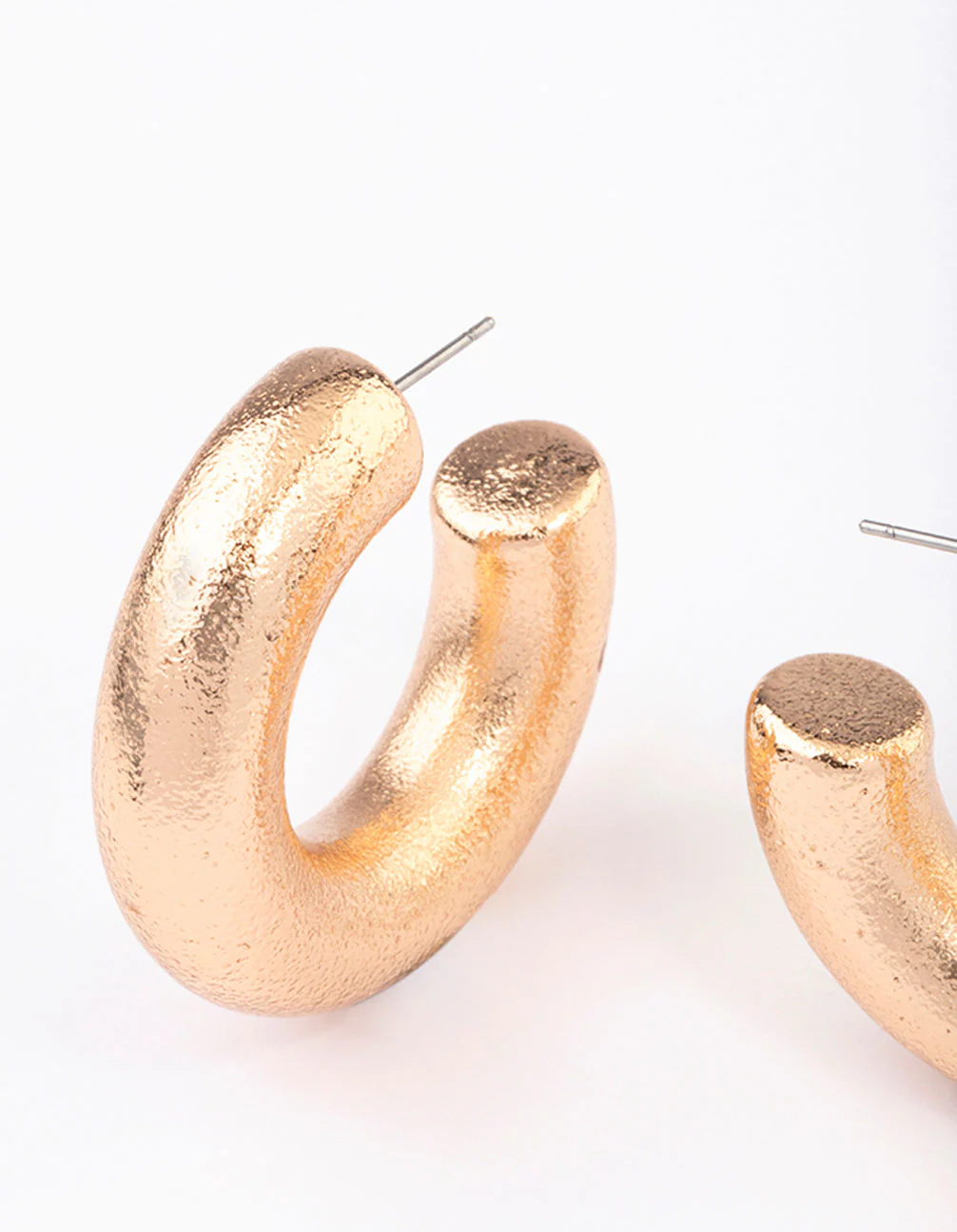 Gold Textured Bubble Hoop Earrings - Image 2