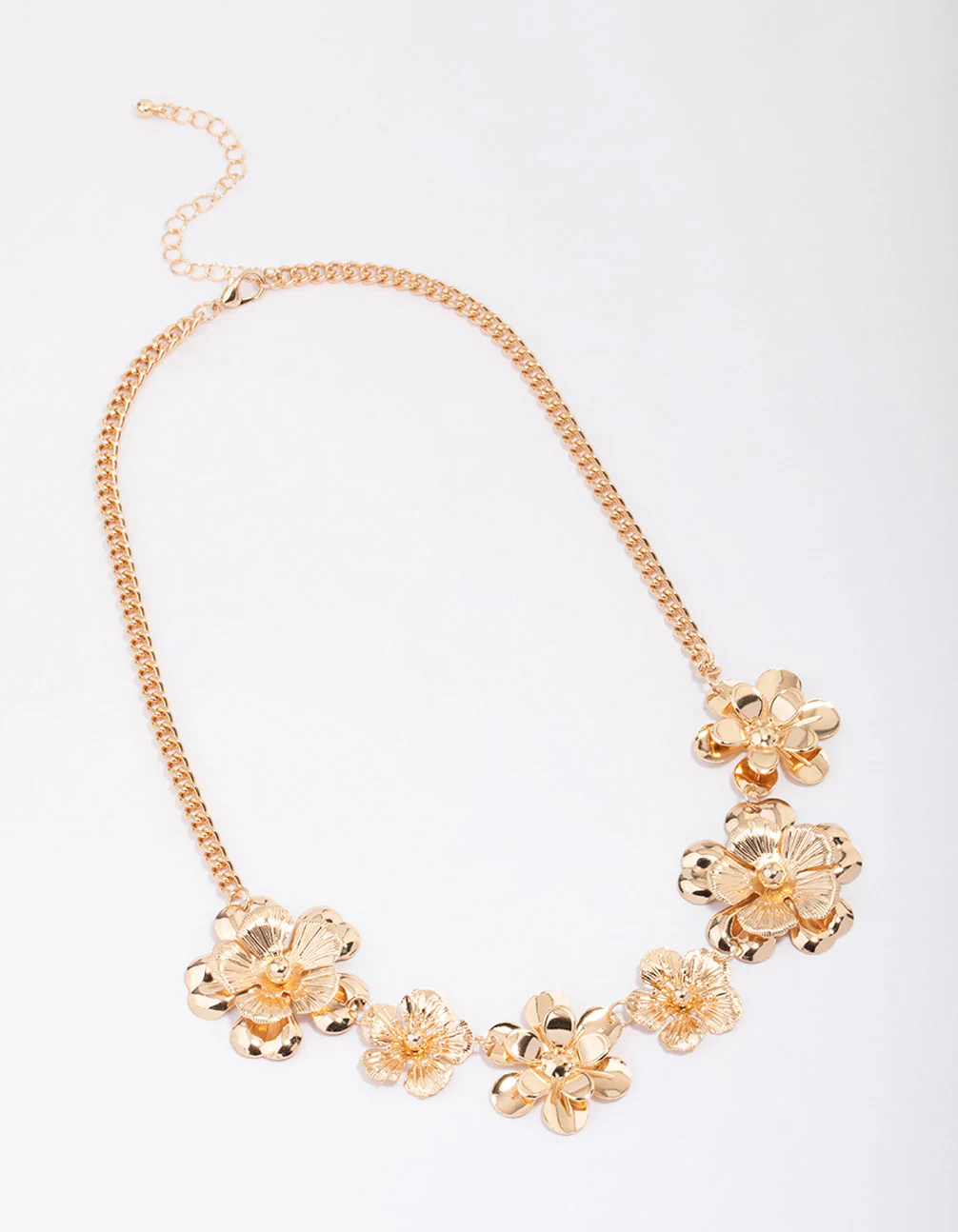 Gold Textured Flower Statement Necklace - Image 2