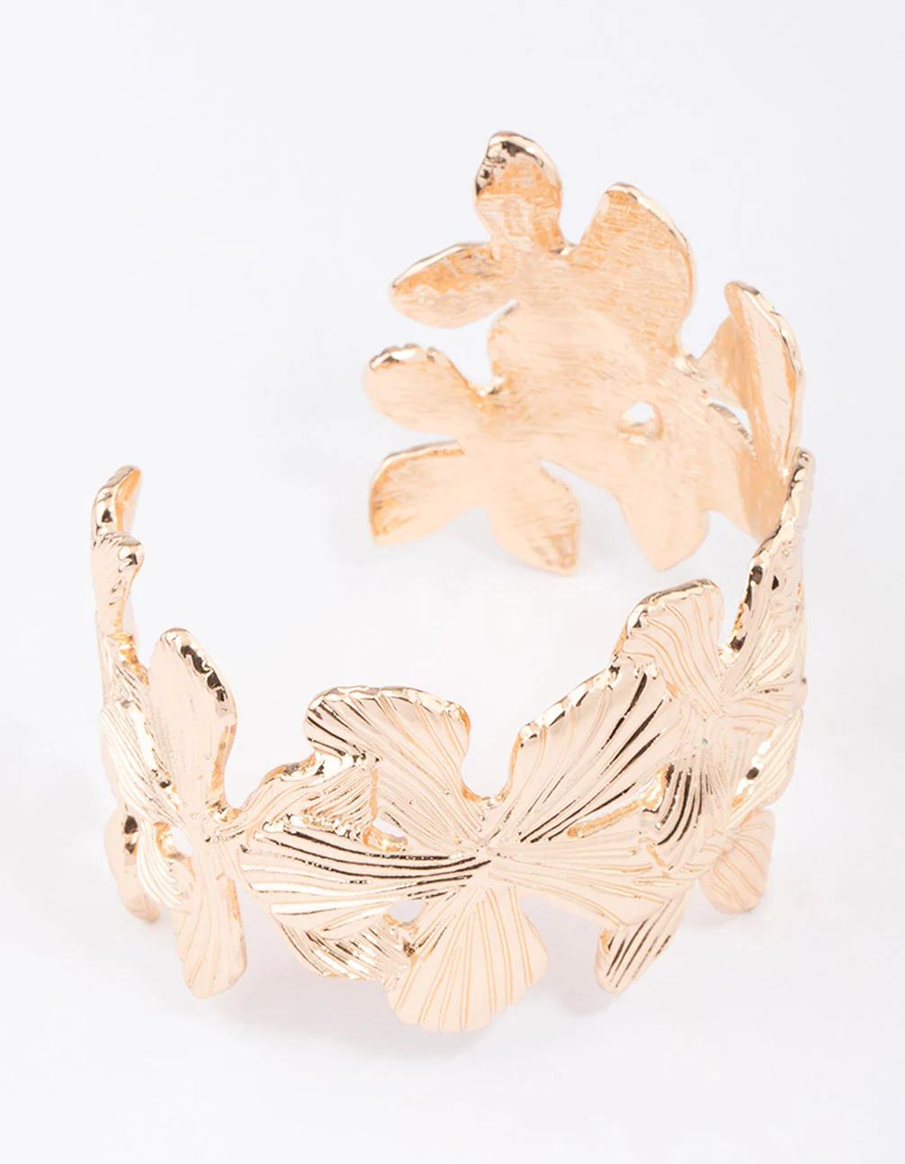 Gold Textured Flower Wrist Cuff