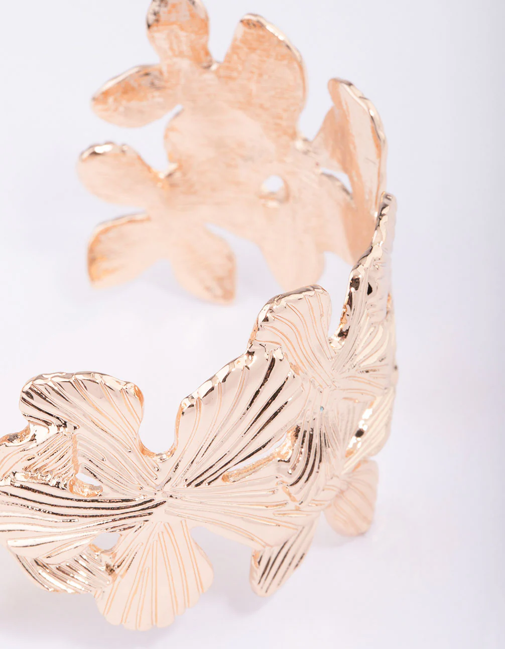 Gold Textured Flower Wrist Cuff - Image 2