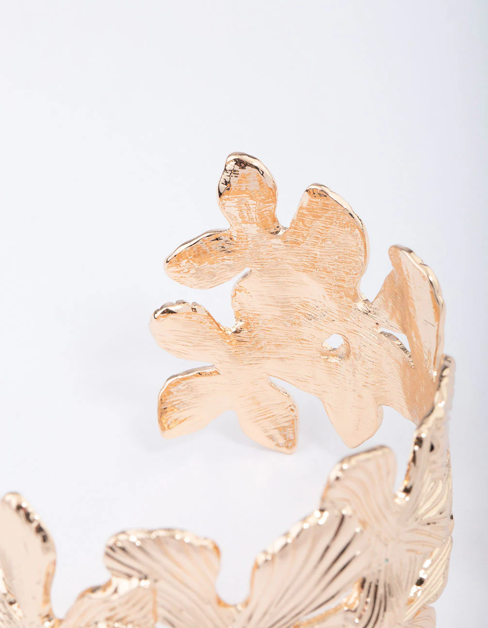 Gold Textured Flower Wrist Cuff - Image 3