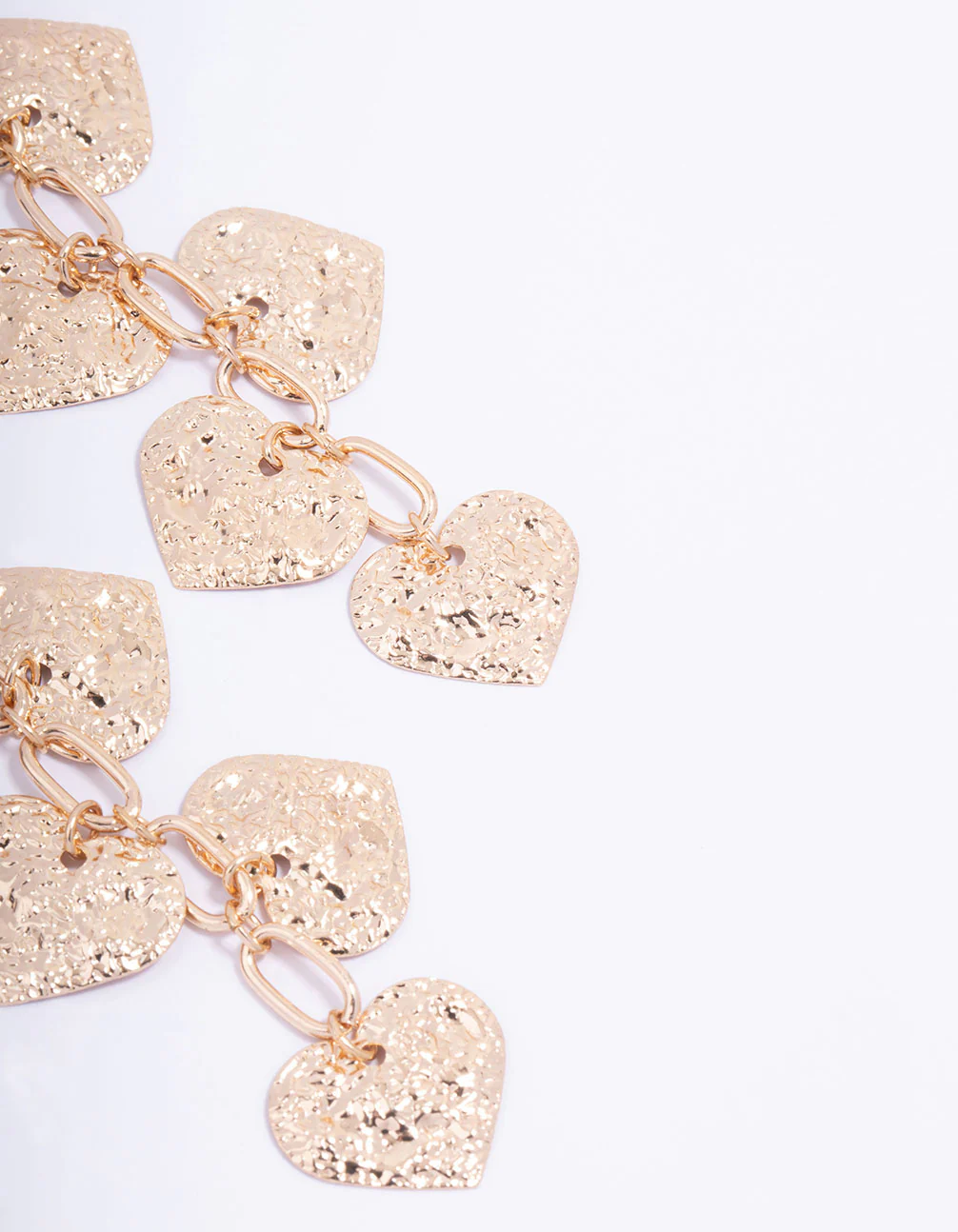 Gold Textured Molten Heart Drop Earrings - Image 3