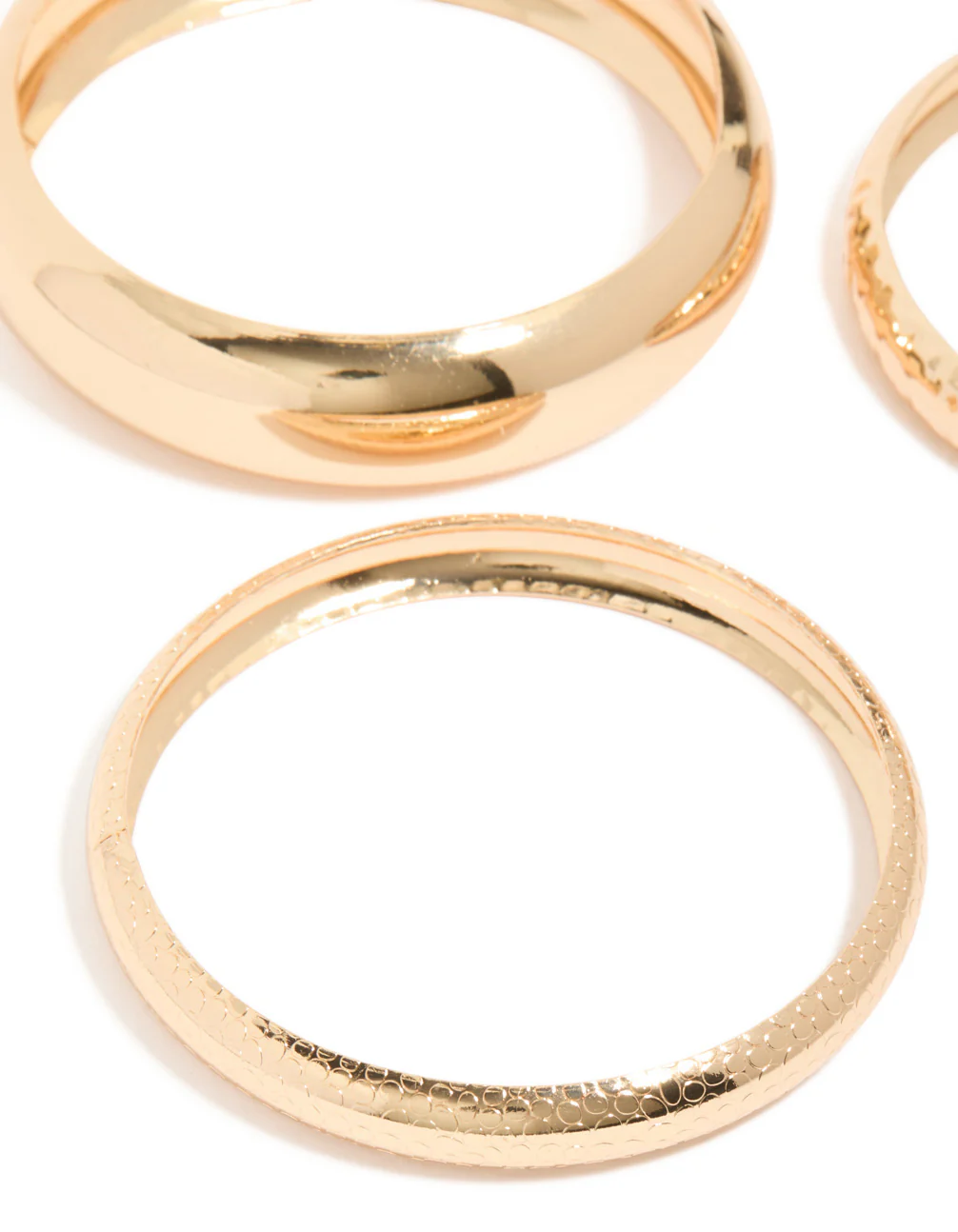 Gold Textured & Smooth Bangles 3-Pack - Image 2