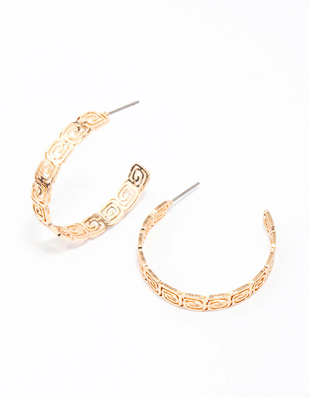 Gold Textured Spiral Hoop Earrings