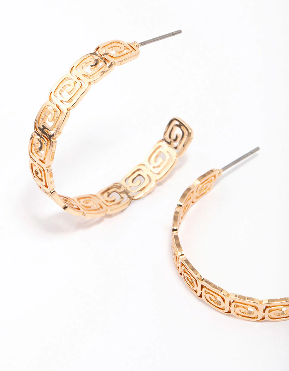 Gold Textured Spiral Hoop Earrings - Image 3