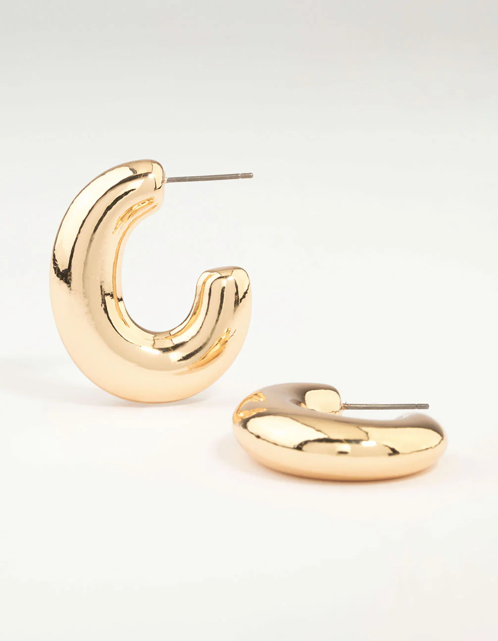 Gold Thick C Hoop Earrings