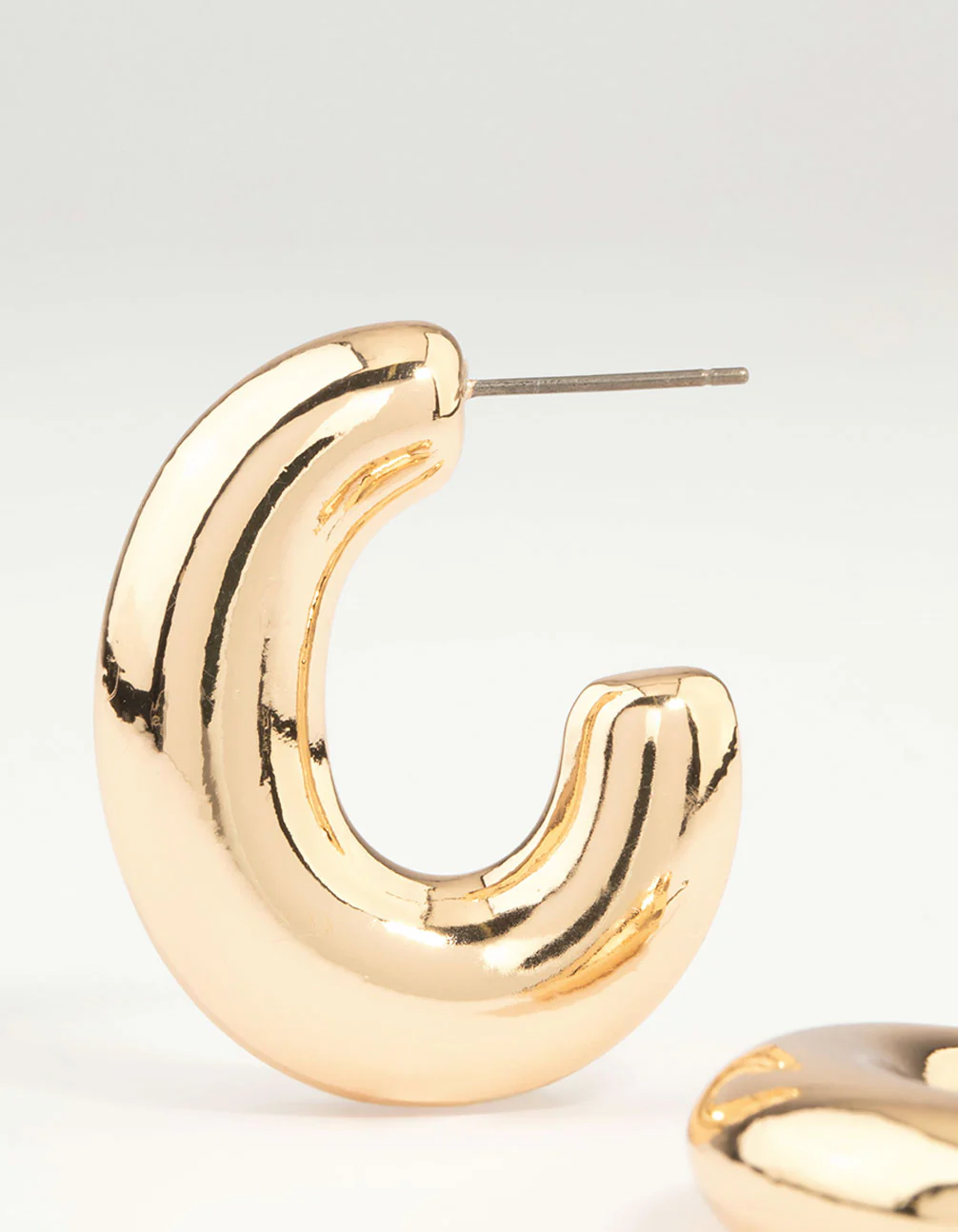 Gold Thick C Hoop Earrings - Image 4