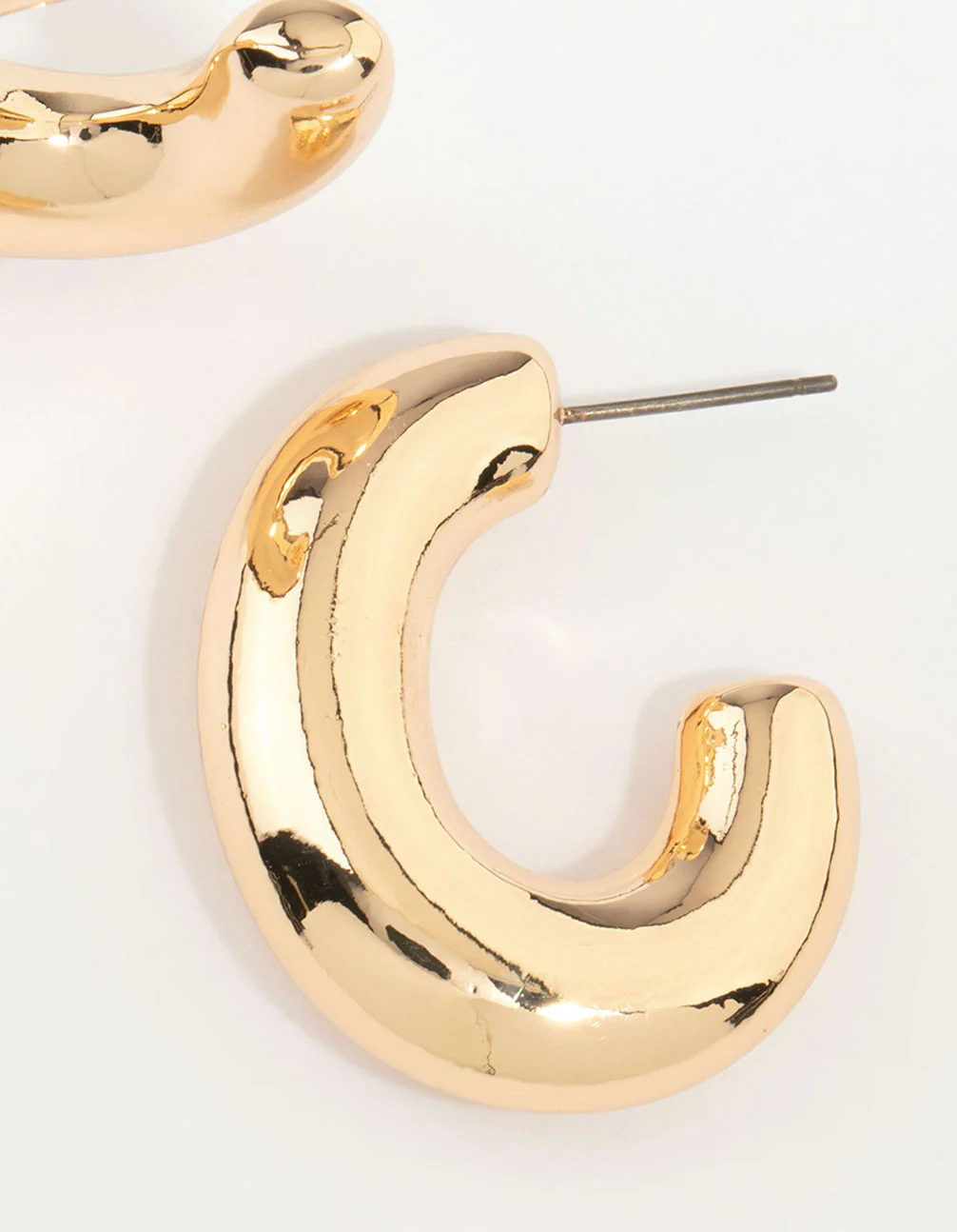 Gold Thick C Hoop Earrings - Image 5