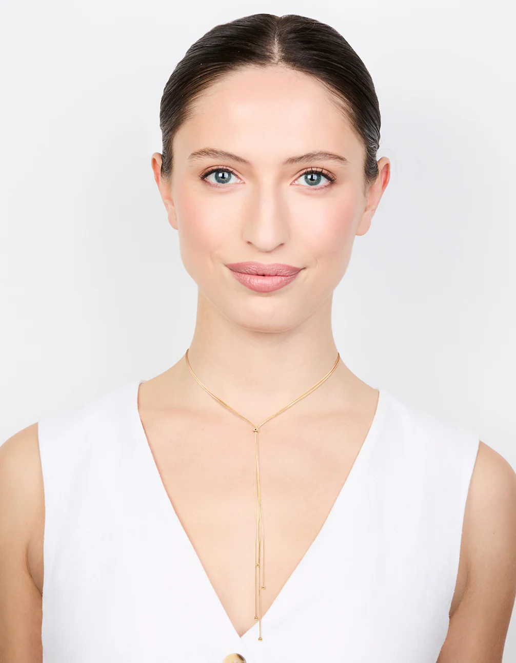 Gold Thin Tassel Y-Necklace - Image 3