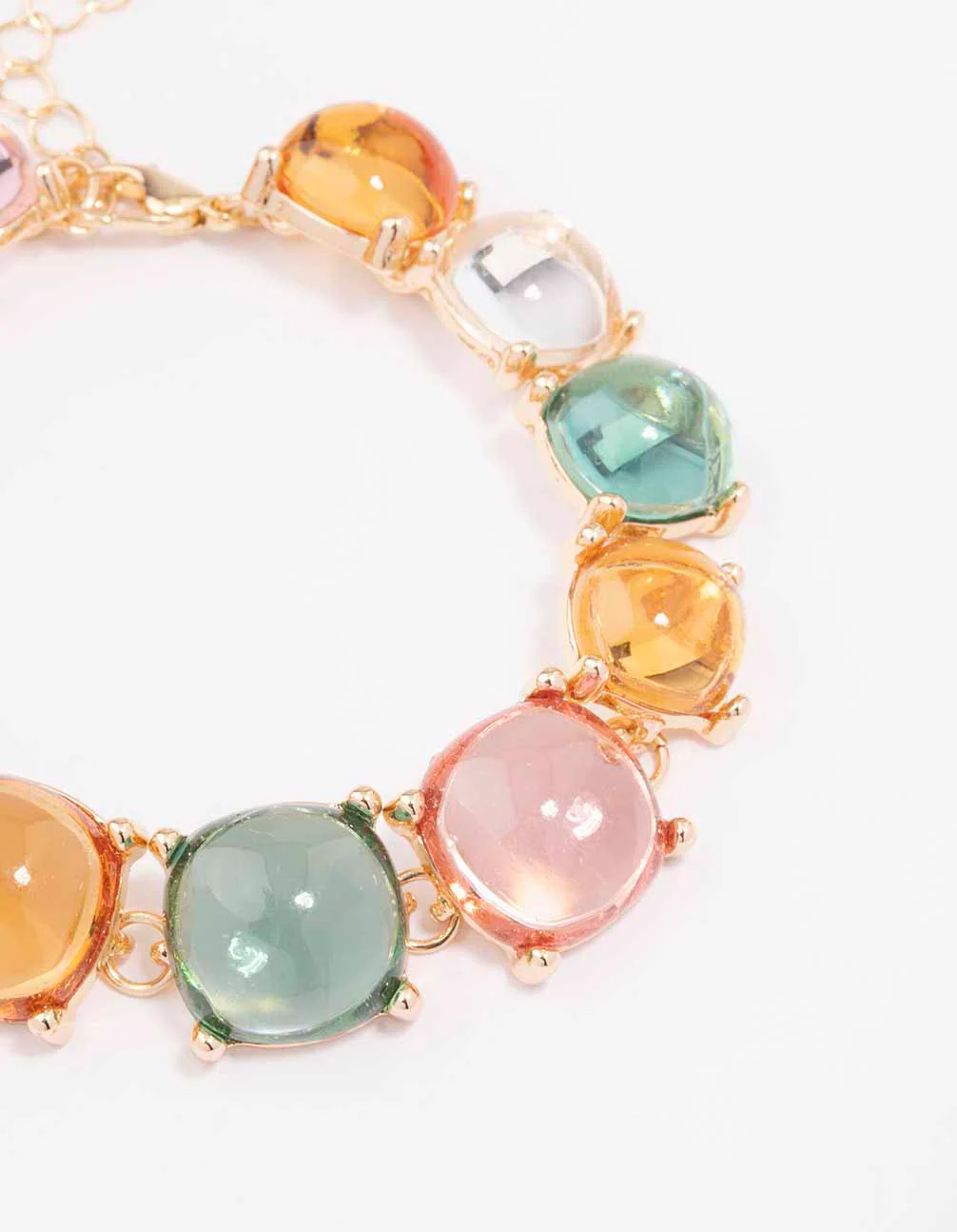 Gold Transparent Round Stone Bracelet - Image 2