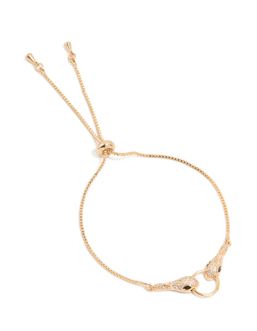 Gold Cubic Zirconia Double Snake Toggle Bracelet