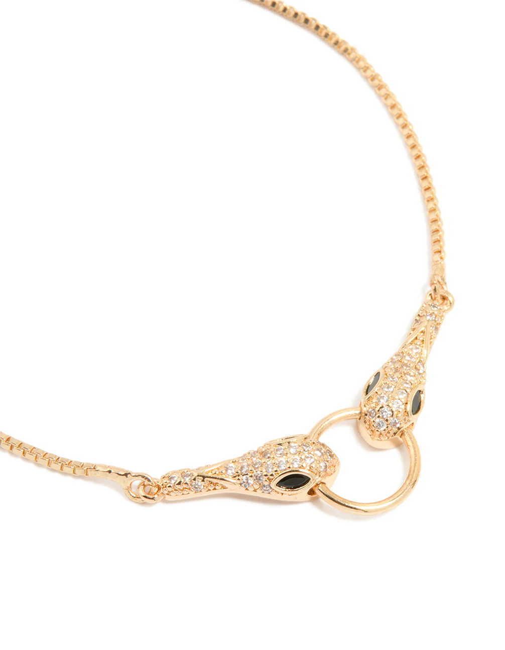 Gold Cubic Zirconia Double Snake Toggle Bracelet - Image 2