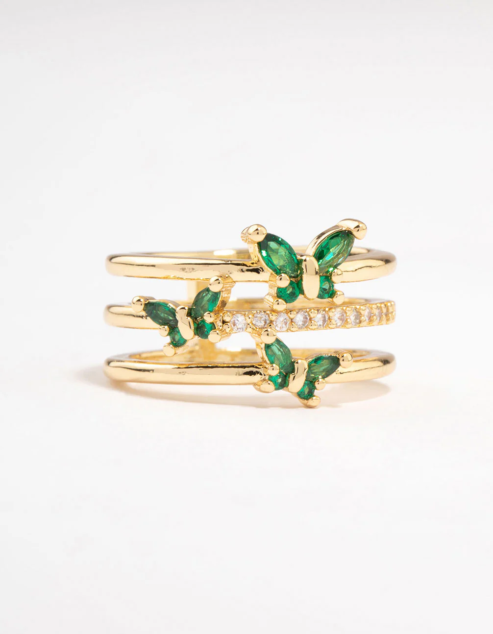 Gold Plated Triple Butterfly Band Ring - Image 6