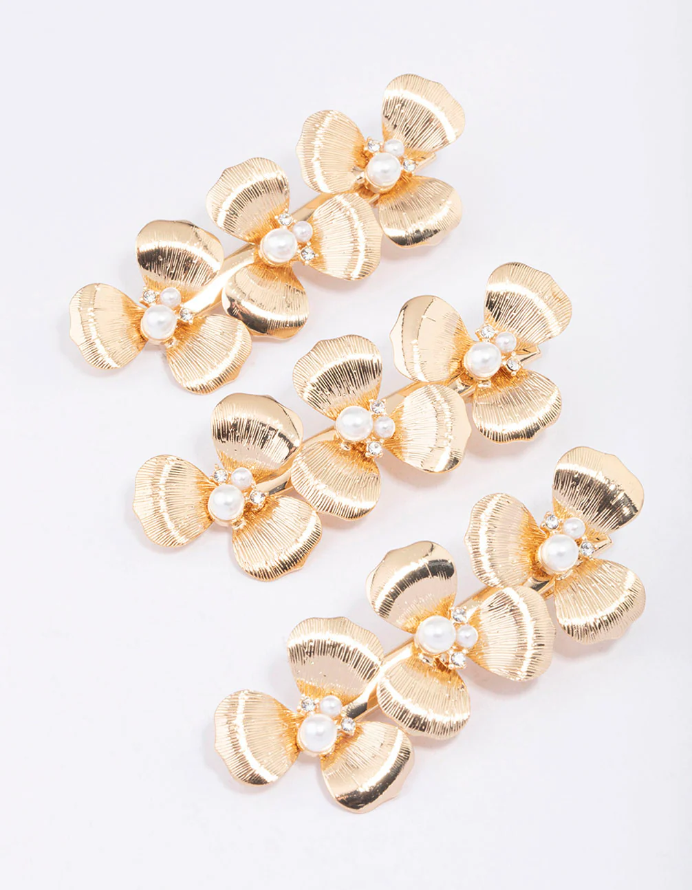Gold Triple Daisy Hair Clip 3-Pack - Image 2