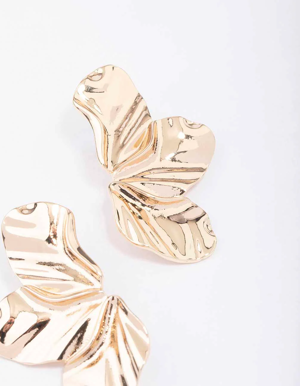 Gold Triple Petal Drop Earrings - Image 3