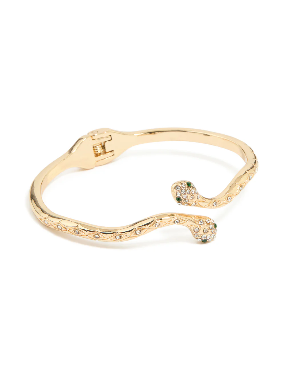 Gold Twin Snake Hinged Bangle