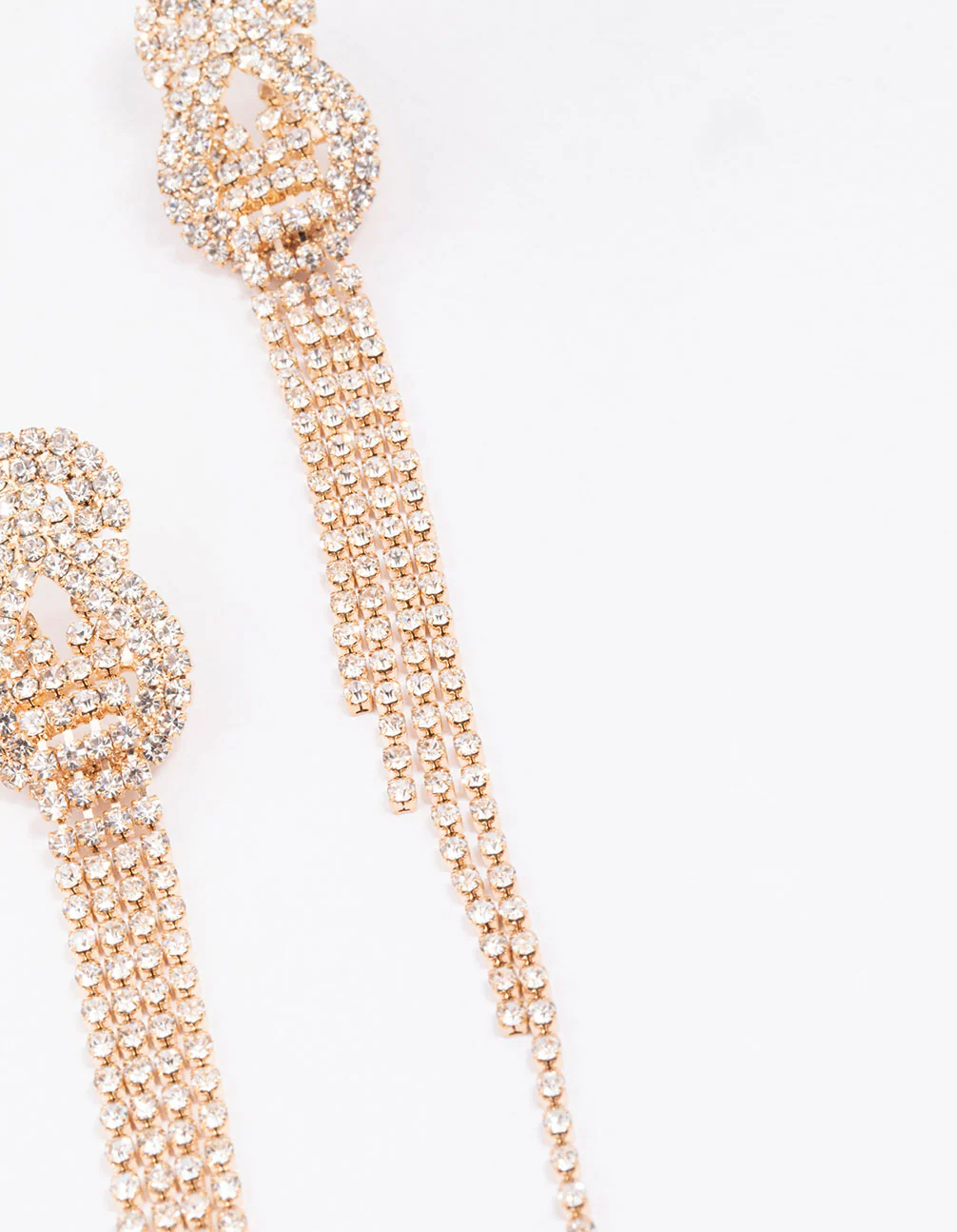Gold Twisted Cup Chain Drop Earrings - Image 3