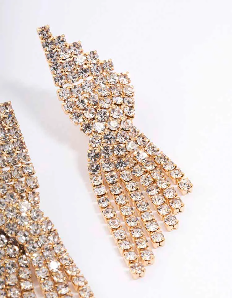 Gold Twisted Cup Chain Drop Earrings - Image 3