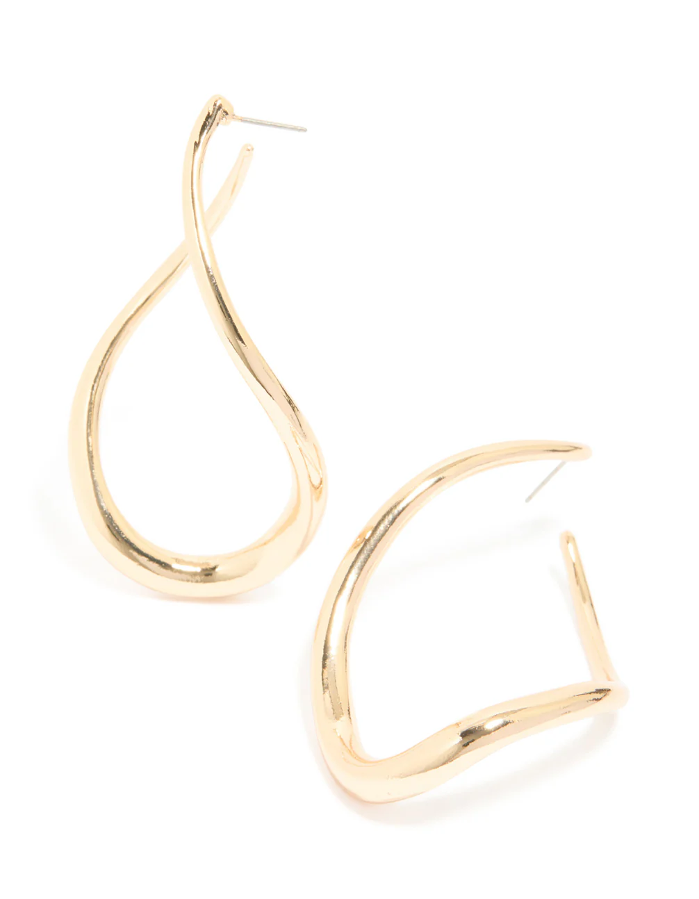 Gold Twisted Large Hoop Earrings - Image 2