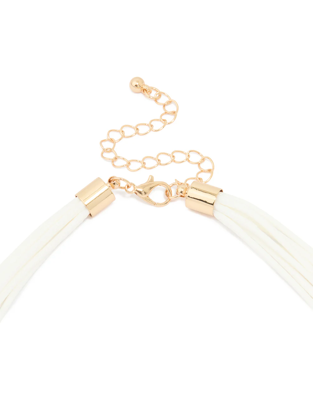 Gold White Enamel Orchid Cord Necklace - Image 3