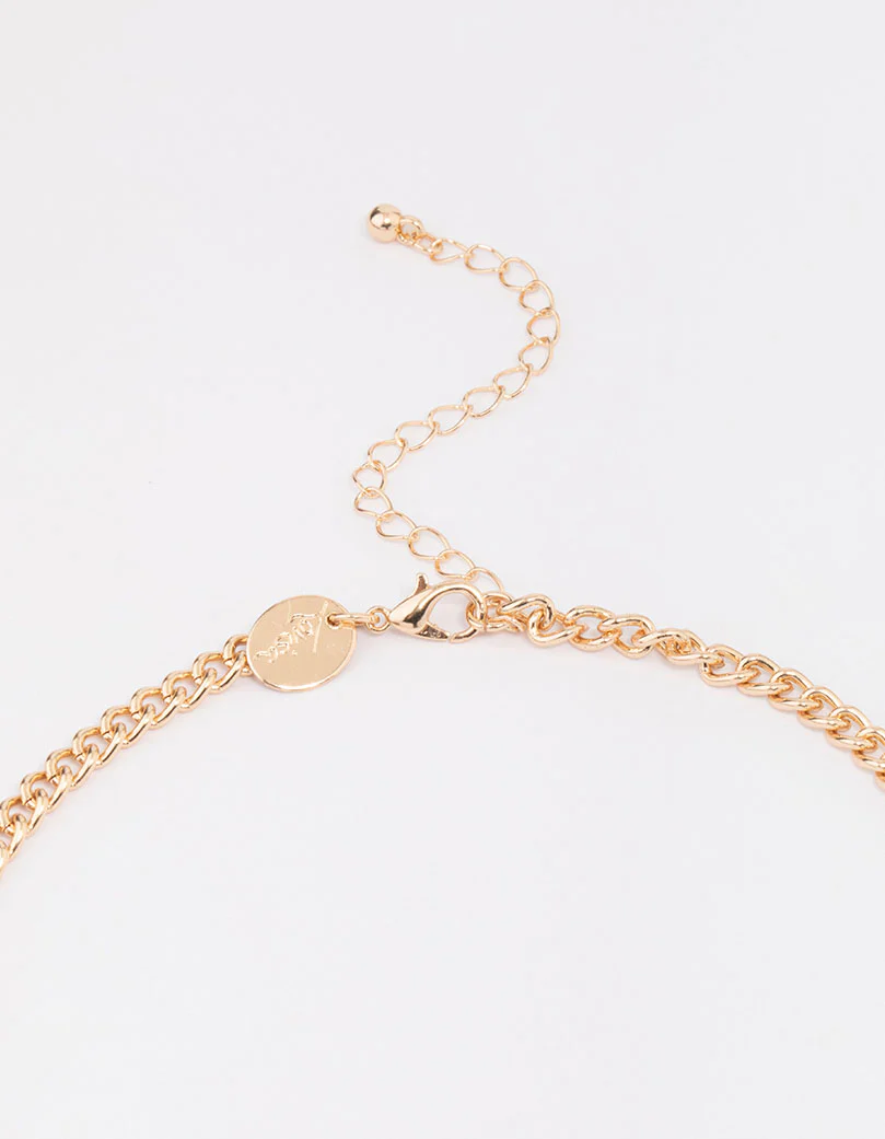 Gold White Iridescent Petal Statement Necklace - Image 3