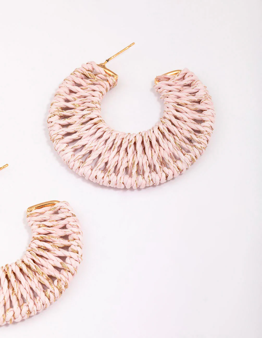 Gold Wide Wrapped Hoop Earrings - Image 3