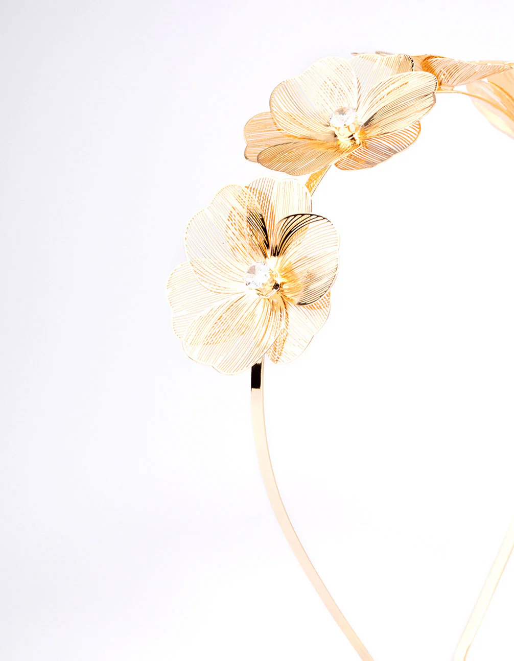 Gold Wire Diamante Flower Headband - Image 2