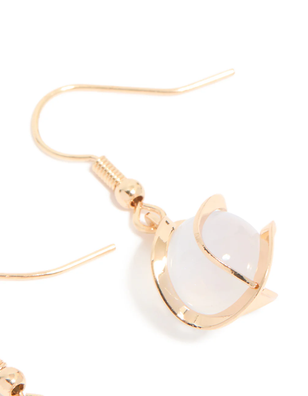 Gold Wire Wrapped Blue Beaded Drop Earrings - Image 5