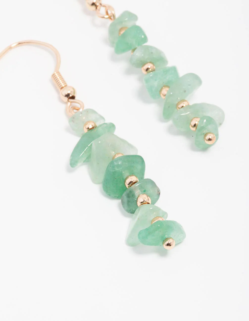 Green Aventurine Chip Stack Drop Earrings - Image 2