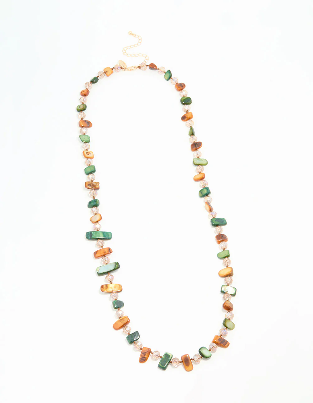 Green & Neutral Beaded Necklace - Image 4