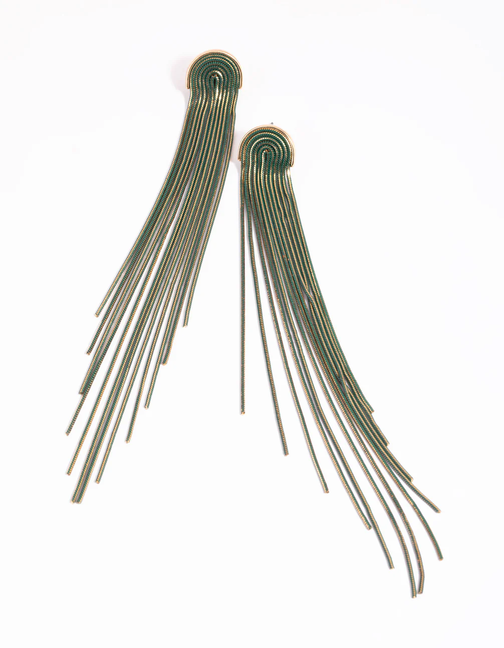 Green Diamante Waterfall Earrings - Image 2