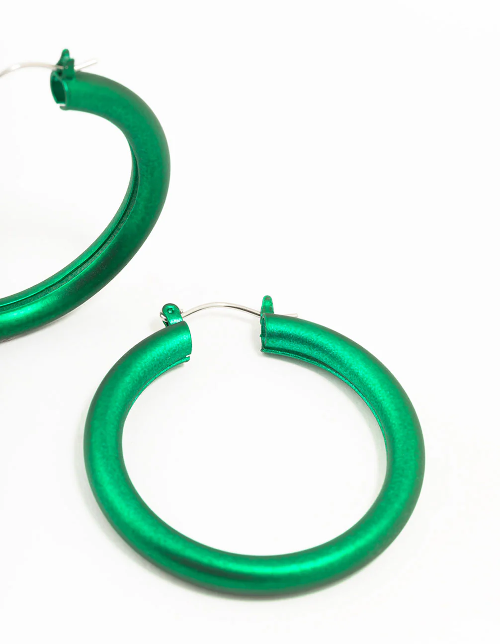 Green Silver Pearlised Hoop Earrings - Image 3