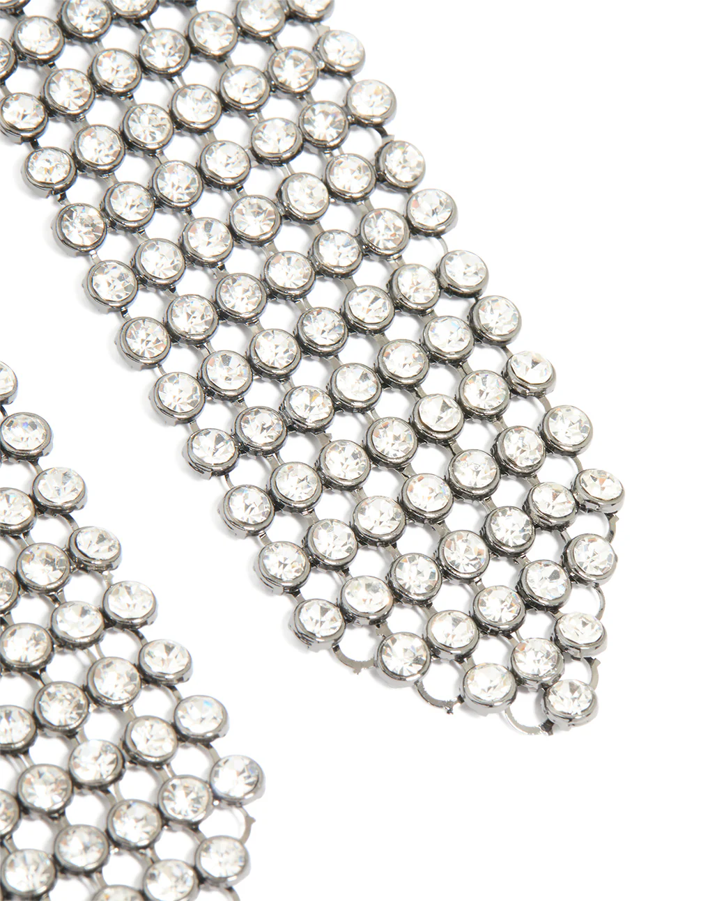 Gunmetal Diamante Mesh Drop Earrings - Image 3