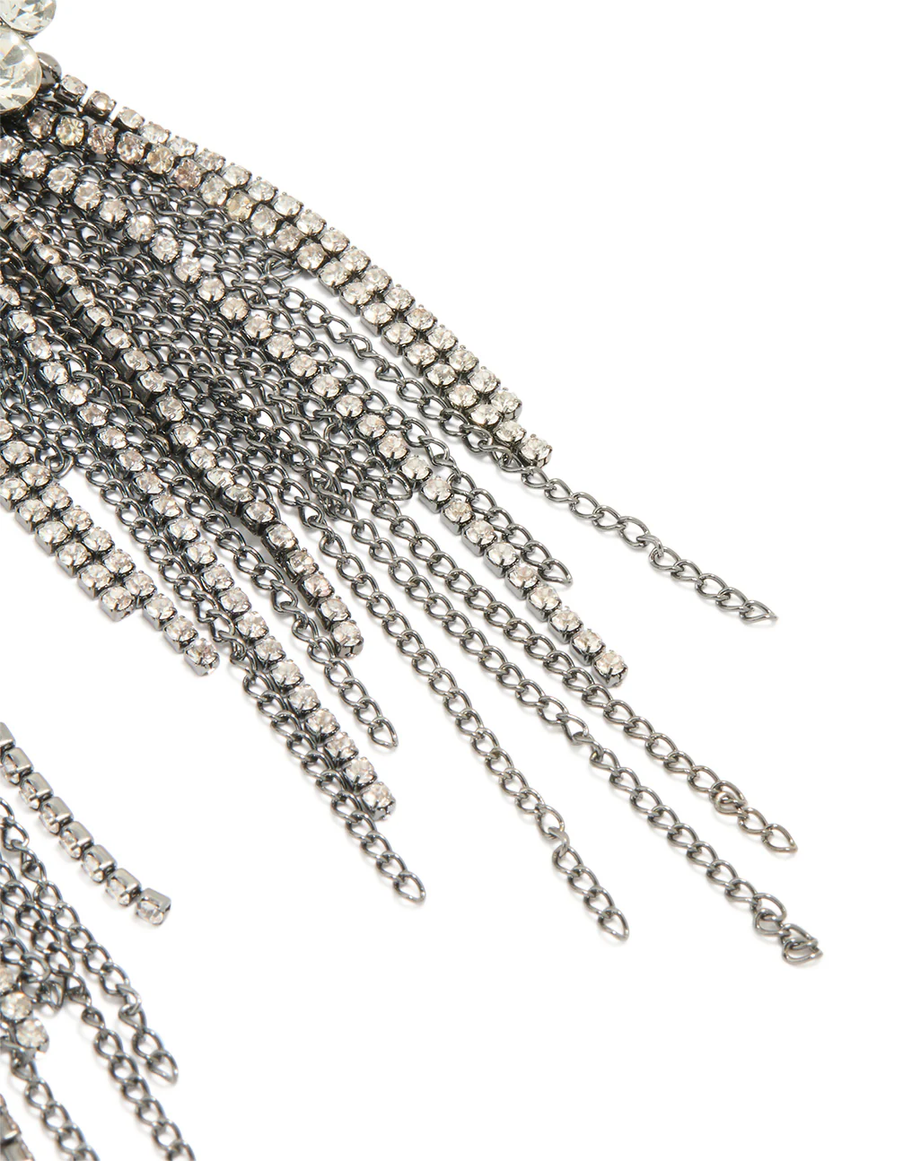 Gunmetal Diamante Organic Cut Fringe Earrings - Image 3