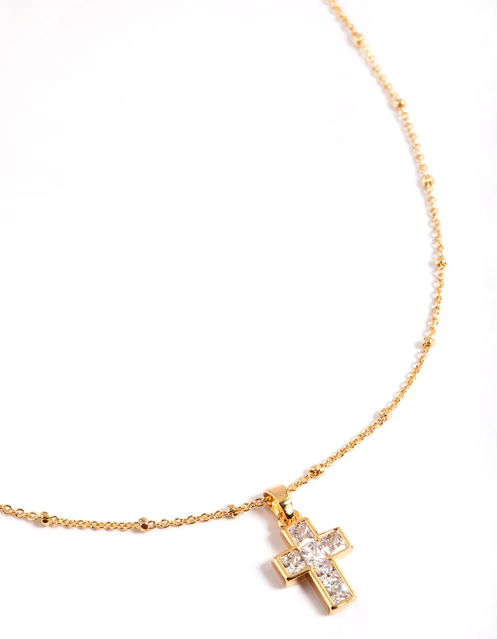 Gold Plated Cubic Zirconia Cross Ball Necklace - Image 2