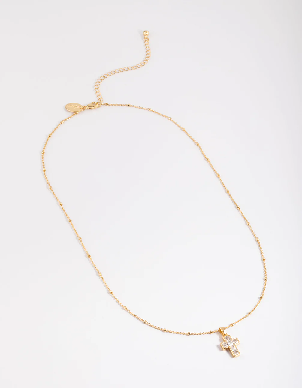 Gold Plated Cubic Zirconia Cross Ball Necklace - Image 3