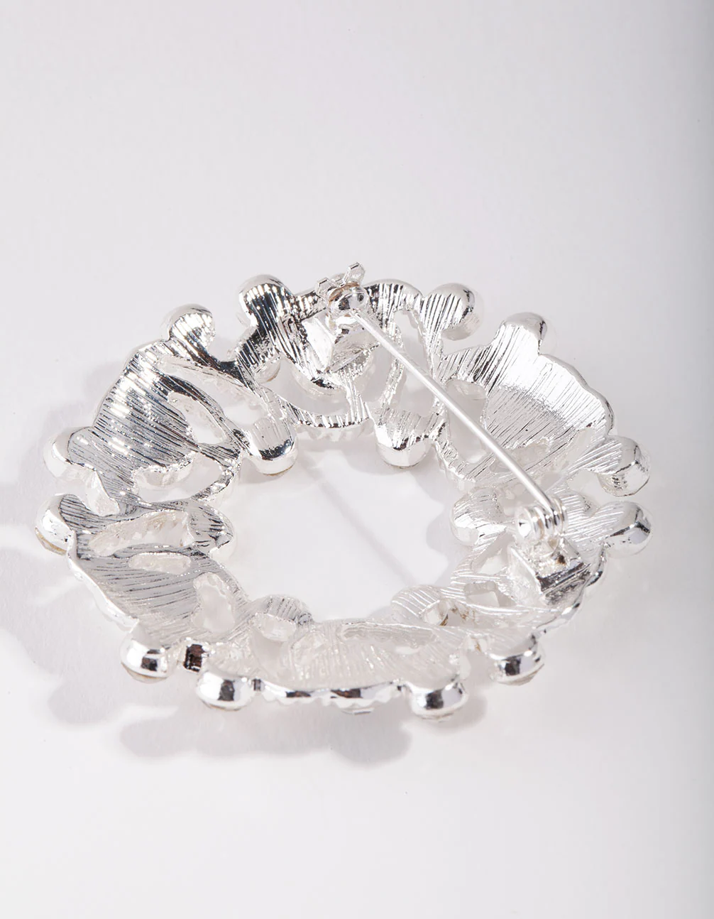 Silver Regal Circle Diamante Broach - Image 3