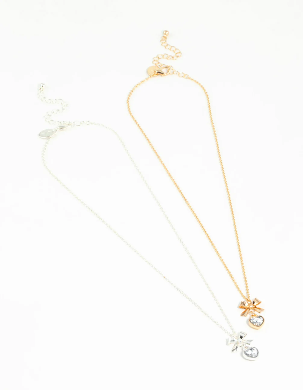 Heart & Bow Pendant Necklaces 2-Pack - Image 3