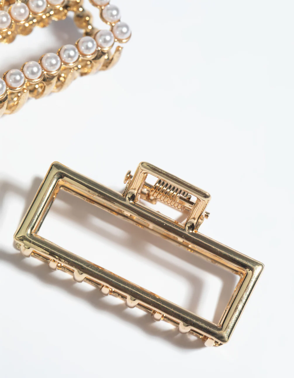 Gold Mini Pearl Rectangular Claw Clip Pack - Image 4