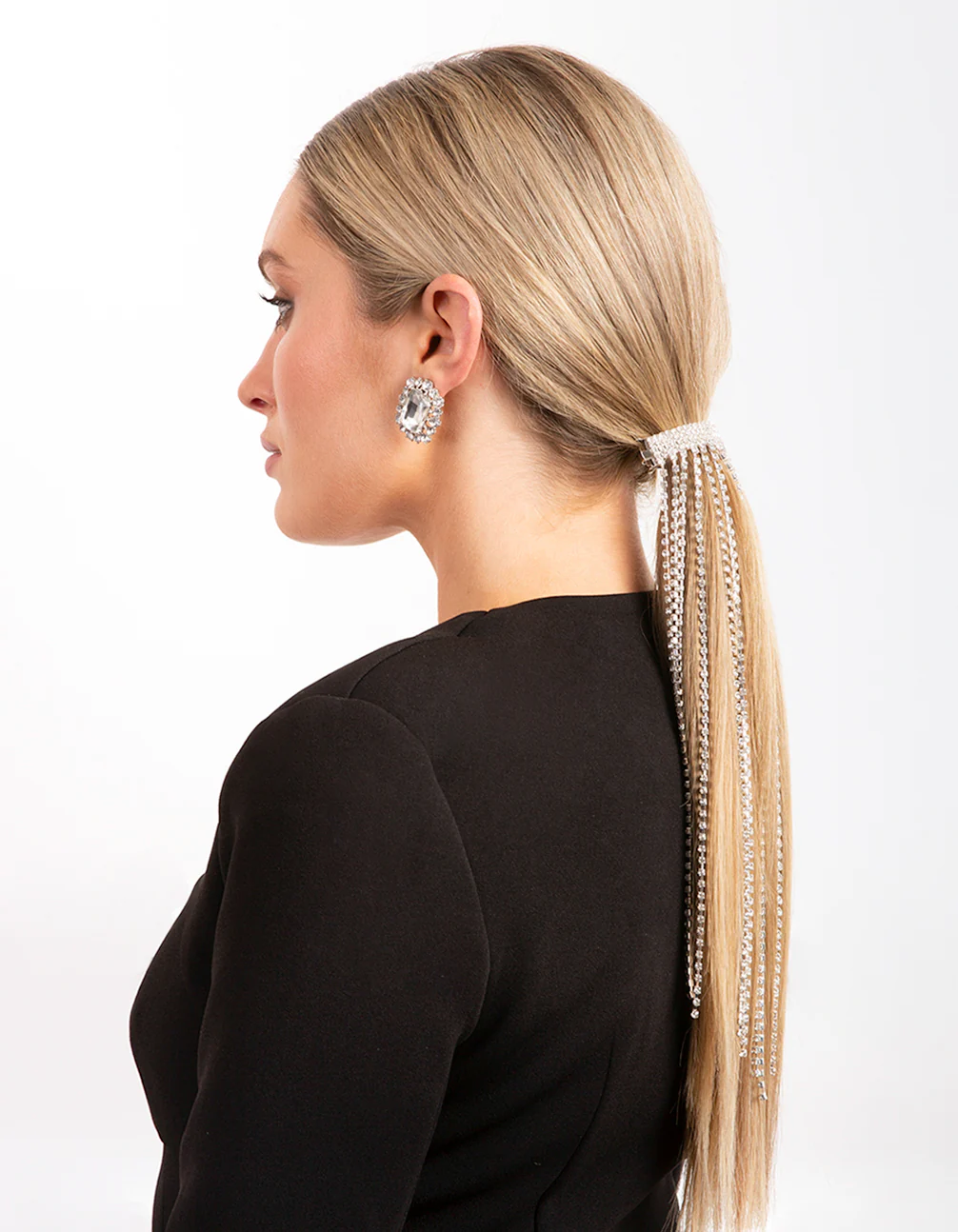 Silver Diamante Waterfall Ponytail Clip - Image 2
