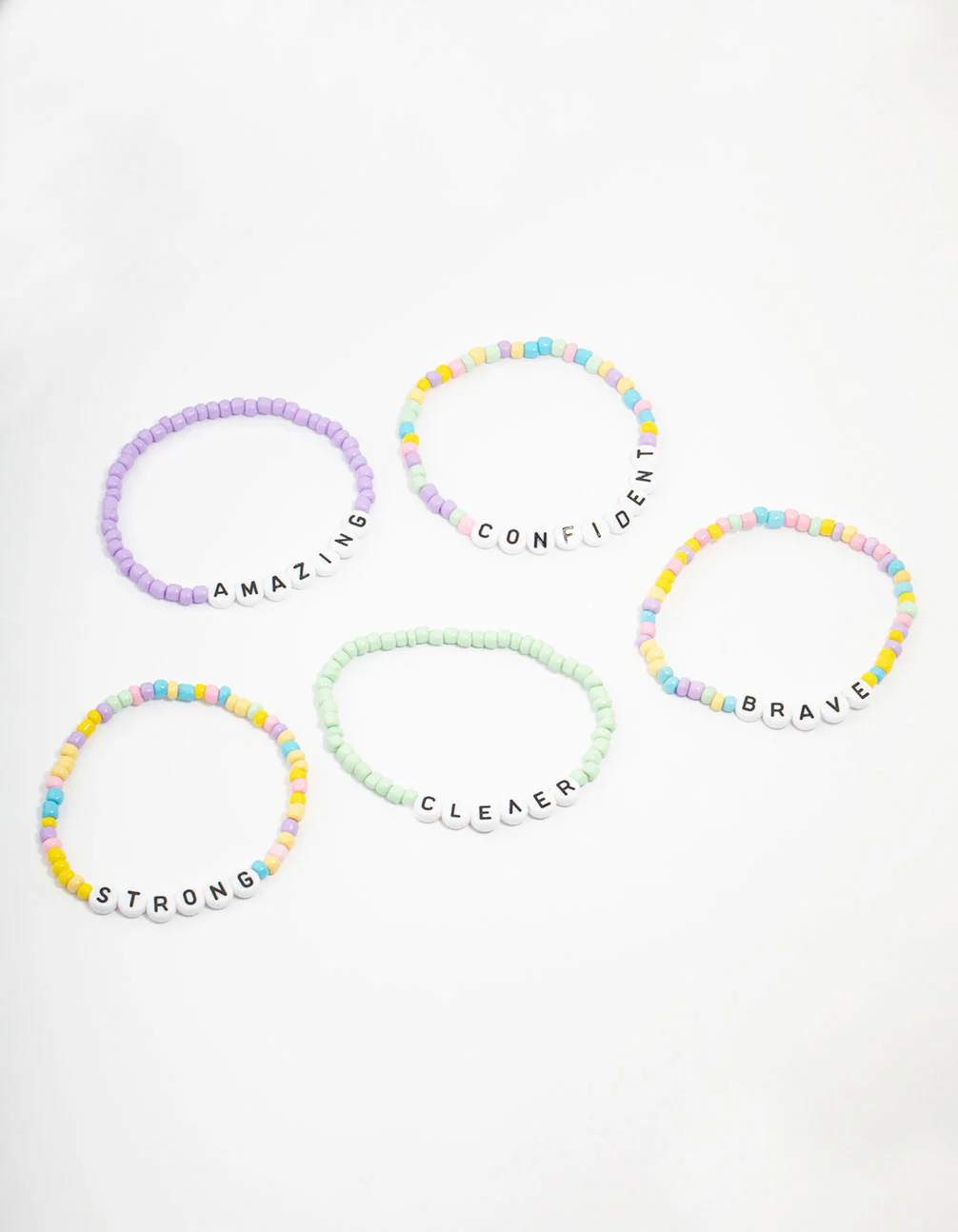 Kids Bead Brave Word Stretch Bracelet 5-Pack