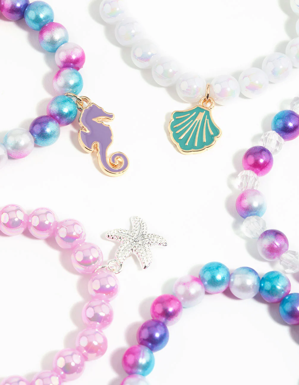 Kids Seaside Ombre Charm Stretch Bracelet 5-Pack - Image 2